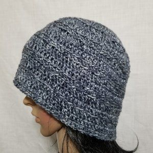 Handmade Crochet Blue/Gray Tone Unisex Adult Beanie, Winter Hat, Skull Cap